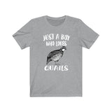 Just A Boy Who Loves Quails Shirt, Quail Lover Shirt, Birding Shirt, Bird Lover Gift, Animal Adult Kids T-Shirt Image 3