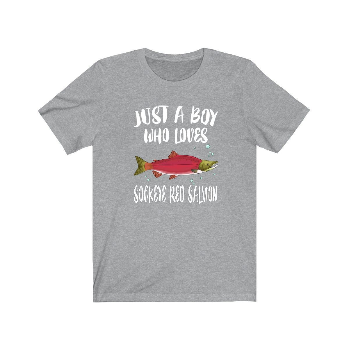 Just A Boy Who Loves Sockeye Salmon Shirt, Salmon Lover Shirt, Fishing Shirt, Fish Lover Gift, Animal Adult Kids T-Shirt Image 2