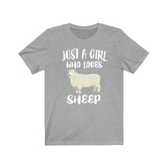 Just a girl who loves sheep wooly pasture farm animal lover tee