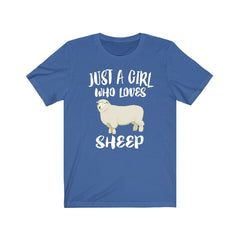 Just a girl who loves sheep wooly pasture farm animal lover tee
