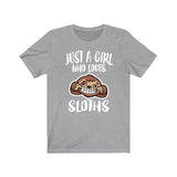 Just A Girl Who Loves Sloths Shirt, Sloth Lover Shirt, Sloth Lover Gift, Animal Lover Shirt, Adult Toddler Infant Kids Gift T-Shirt Image 2