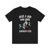 Just A Boy Who Loves Siberian Cats Shirt, Siberian Cat Lover Shirt, Cat Shirt, Cat Lover Gift, Animal Adult Kids T-Shirt Image 1
