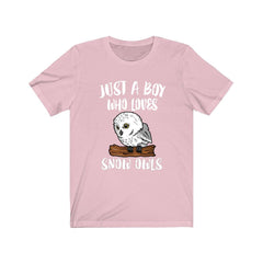 Just a boy who loves snowy owls white Arctic tundra owl raptor tee