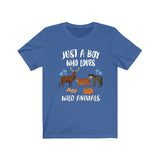 Just A Boy Who Loves Wild Animals Shirt, Wolf Lover Shirt, Lynx Shirt, Fox Lover Gift, Animal Adult Kids T-Shirt Image 1