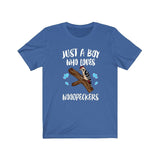 Just A Boy Who Loves Woodpeckers Birds Shirt, Woodpecker Lover Shirt, Birding Shirt, Woodpecker Lover Gift, Animal Adult Kids T-Shirt Image 2