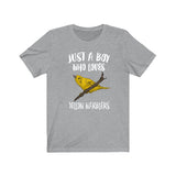 Just A Boy Who Loves Yellow Warblers Shirt, Warbler Lover Shirt, Birding Shirt, Warbler Lover Gift, Animal Adult Kids T-Shirt Image 2