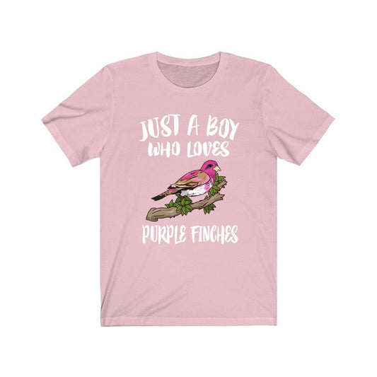 Just a boy who loves purple finches boreal winter songbird finch tee