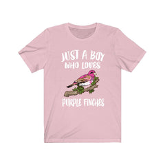 Just a boy who loves purple finches boreal winter songbird finch tee
