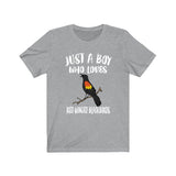 Just A Boy Who Loves Red-winged Blackbirds Shirt, Blackbird Lover Shirt, Birding Shirt, Bird Lover Gift, Animal Adult Kids T-Shirt Image 1