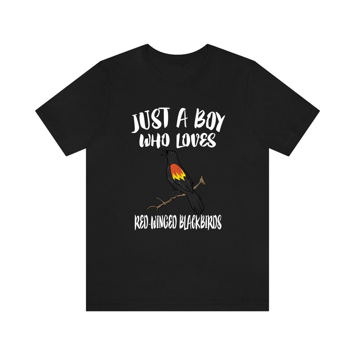 Just A Boy Who Loves Red-winged Blackbirds Shirt, Blackbird Lover Shirt, Birding Shirt, Bird Lover Gift, Animal Adult Kids T-Shirt Image 3