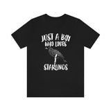 Just A Boy Who Loves Starlings Shirt, Starling Lover Shirt, Birding Shirt, Starling Lover Gift, Animal Adult Kids T-Shirt Image 3