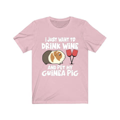 I Just Want To Drink Wine And Pet My Guinea Pig Shirt - guinea pig print design
