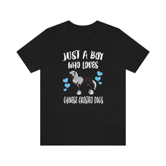 Just A Boy Who Loves Chinese Crested Dogs Shirt - Chinese Crested print design