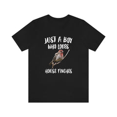 Just a boy who loves house finches backyard songbird finch tee