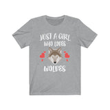 Just A Girl Who Loves Wolves Shirt, Wolf Lover Shirt, Wolf Lover Gift, Wolf Shirt, Animal Adult Toddler Kids T-Shirt Image 2