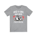 Just A Girl Who Loves African Penguins Shirt, Penguin Lover Shirt, Penguin Lover Gift, Penguin Tee, Animal Adult Toddler Kids T-Shirt Image 4