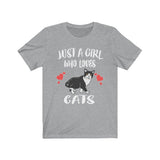 Just A Girl Who Loves Cats Shirt, Cat Lover Shirt, Cat Lover Gift, Cat Tee, Animal Adult Toddler Kids T-Shirt Image 1