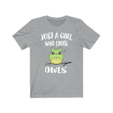 Just A Girl Who Loves Owls Birds Shirt, Owl Lover Shirt, Owl Lover Gift, Birding Tee, Animal Adult Toddler Kids T-Shirt Image 2