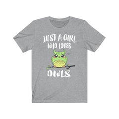 Just a girl who loves owls nocturnal raptor bird of prey tee
