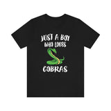 Just A Boy Who Loves Cobras Snakes Shirt, Cobra Lover Shirt, Snake Shirt, Cobra Lover Gift, Animal Adult Kids T-Shirt Image 1