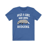 Just A Girl Who Loves Badgers Shirt, Badger Lover Shirt, Badger Lover Gift, Badger Shirt, Animal Adult Toddler Kids T-Shirt Image 2