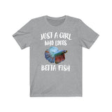 Just A Girl Who Loves Betta Fish Shirt, Betta Fish Lover Shirt, Betta Fish Lover Gift, Betta Shirt, Animal Adult Toddler Kids T-Shirt Image 3