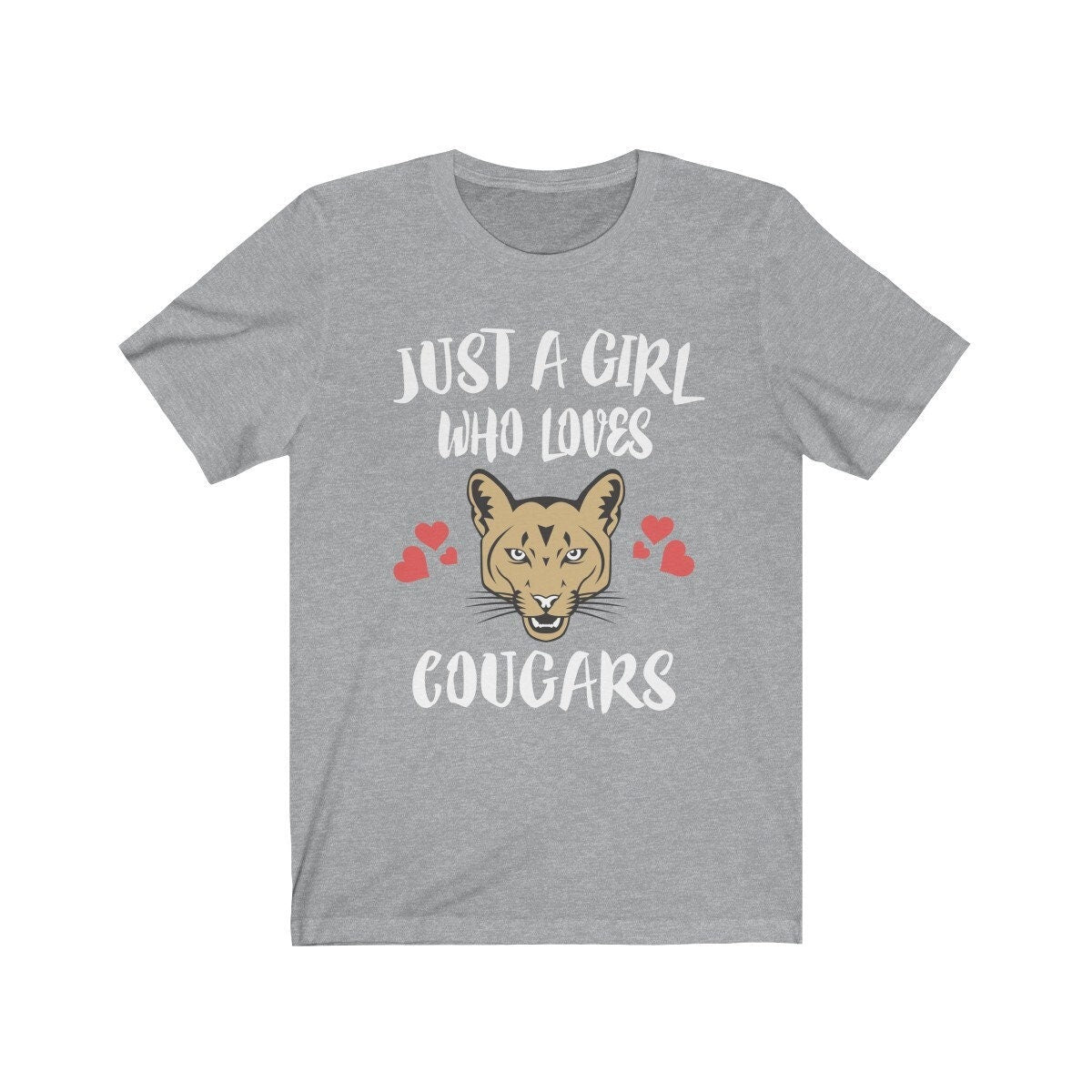 Just A Girl Who Loves Cougars Shirt, Cougar Lover Shirt, Mountain Lion Lover Gift, Lion Shirt, Animal Adult Toddler Kids T-Shirt Image 2