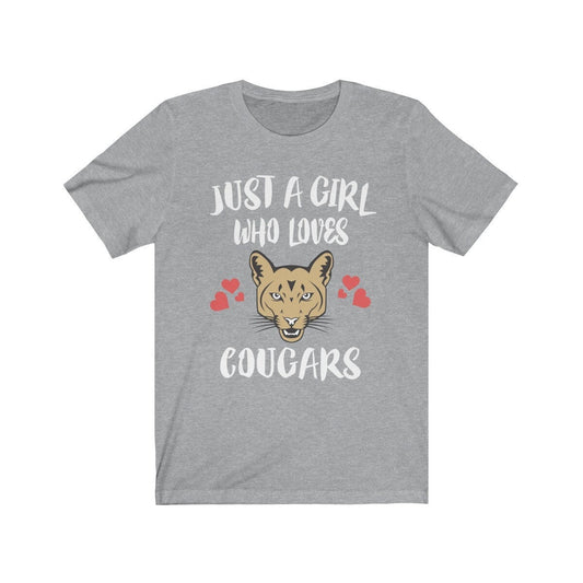 Just A Girl Who Loves Cougars Shirt, Cougar Lover Shirt, Mountain Lion Lover Gift, Lion Shirt, Animal Adult Toddler Kids T-Shirt Image 2