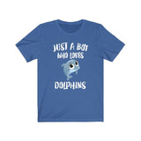Just A Boy Who Loves Dolphins Shirt, Dolphin Lover Shirt, Dolphin Shirt, Dolphin Lover Gift, Animal Adult Kids T-Shirt Image 3