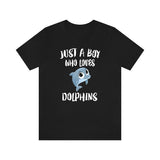 Just A Boy Who Loves Dolphins Shirt, Dolphin Lover Shirt, Dolphin Shirt, Dolphin Lover Gift, Animal Adult Kids T-Shirt Image 1