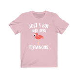Just A Boy Who Loves Flamingos Shirt, Flamingo Lover Shirt, Flamingo Shirt, Flamingo Lover Gift, Animal Adult Kids T-Shirt Image 4