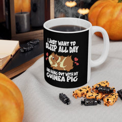 Sleep All Day And Hang Out With My Guinea Pig Coffee Mug - guinea pig print design