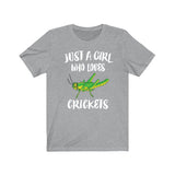 Just A Girl Who Loves Crickets Shirt, Cricket Lover Shirt, Cricket Lover Gift, Cricket Shirt, Animal Adult Toddler Kids T-Shirt Image 2