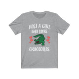 Just A Girl Who Loves Crocodiles Shirt, Crocodile Lover Shirt, Crocodile Lover Gift, Crocodile Shirt, Animal Adult Toddler Kids T-Shirt Image 2