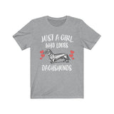 Just A Girl Who Loves Dachshunds Dogs Shirt, Dachshund Lover Shirt, Dog Lover Gift, Dog Shirt, Animal Adult Toddler Kids T-Shirt Image 2