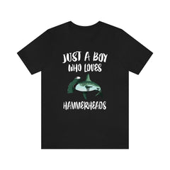 Just a boy who loves hammerhead sharks ocean apex predator tee
