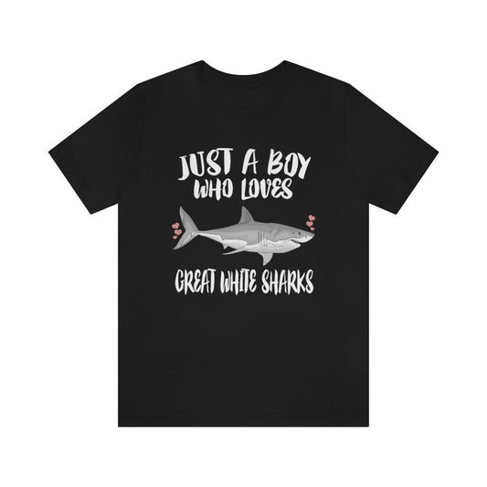 Just A Boy Who Loves Great White Sharks Shirt - Great White Shark print design