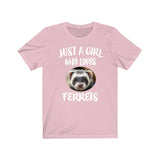 Just A Girl Who Loves Ferrets Shirt, Ferret Lover Shirt, Ferret Lover Gift, Ferret Shirt, Ferret Tee, Animal Adult Kids T-Shirt Image 2