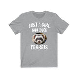 Just A Girl Who Loves Ferrets Shirt, Ferret Lover Shirt, Ferret Lover Gift, Ferret Shirt, Ferret Tee, Animal Adult Kids T-Shirt Image 3