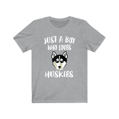 Just A Boy Who Loves Huskies Dogs Shirt - Siberian Husky print design
