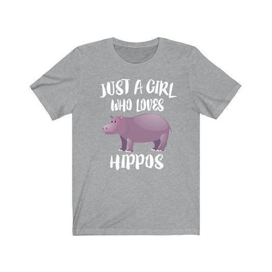 Just A Girl Who Loves Hippos Shirt, Hippo Lover Shirt, Hippo Lover Gift, Hippo Shirt, Hippo Tee, Animal Adult Kids T-Shirt Image 2