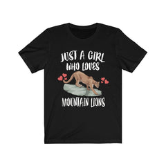 Just A Girl Who Loves Mountain Lions, Mountain Lion Lover Shirt, Cougar Lover Gift, Mountain Lion Shirt, Cougar Tee, Animal Adult Kids Image 1