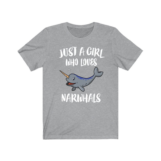 Just A Girl Who Loves Narwhals Whales Shirt, Narwhal Lover Shirt, Narwhal Lover Gift, Whale Shirt, Narwhal Tee, Animal Adult Kids Image 2