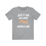 Just A Boy Who Loves Mountain Lions Shirt, Mountain Lion Lover Shirt, Mountain Lion Shirt, Cougar Lover Gift, Animal Adult Kids T-Shirt Image 3