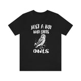 Just A Boy Who Loves Owls Birds Shirt, Owl Lover Shirt, Birding Shirt, Owl Lover Gift, Animal Adult Kids T-Shirt Image 2