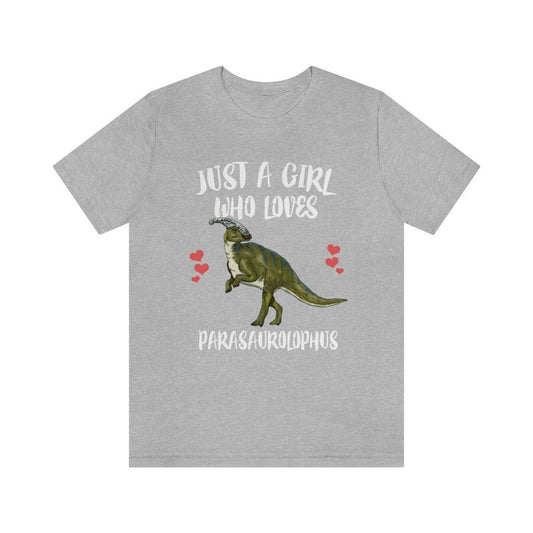 Just A Girl Who Loves Parasaurolophus Shirt, Parasaurolophus Lover Shirt, Dinosaur Lover Gift, Hadrosaurid Animal Adult Toddler Kids T-Shirt Image 2
