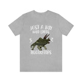 Just A Boy Who Loves Triceratops Dinosaur Shirt, Triceratops Lover Shirt, Dinosaur Shirt, Triceratops Lover, Animal Adult Kids Shirt Image 1