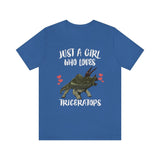 Just A Girl Who Loves Triceratops Dinosaur Shirt, Triceratops Lover Shirt, Dinosaur Lover Gift, Triceratops Gift Adult Toddler Kids T-Shirt Image 3