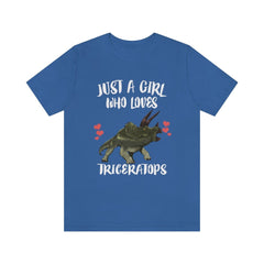 Just a girl who loves triceratops three-horned Cretaceous dinosaur tee
