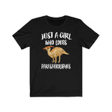 Just A Girl Who Loves Parasaurolophus Dinosaur  Shirt, Dinosaur Lover Shirt, Dinosaur Lover Gift, Dinosaur Shirt, Animal Adult Kids Image 1